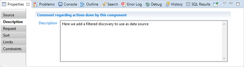 Filtered discovery source description