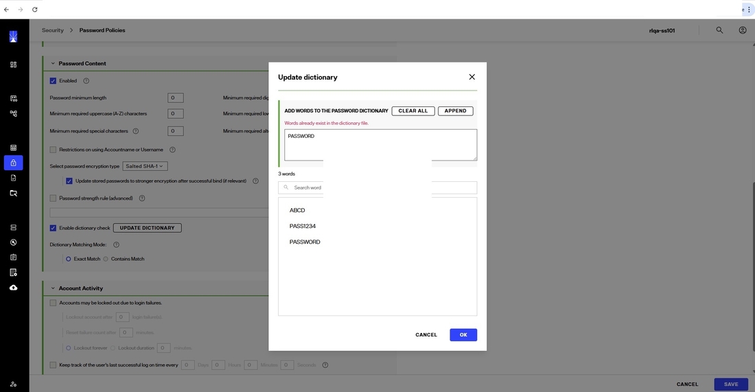 Update Dictionary Modal