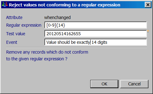 Filtering records not conforming to a regular expression