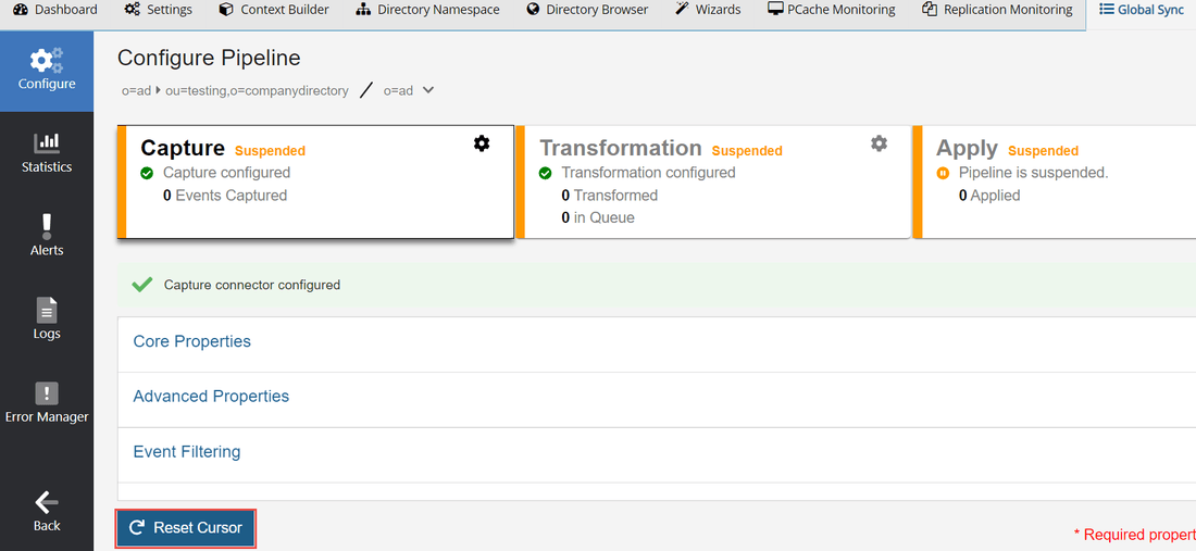 The Reset Cursor option in the Global Sync tab of the Main Control Panel