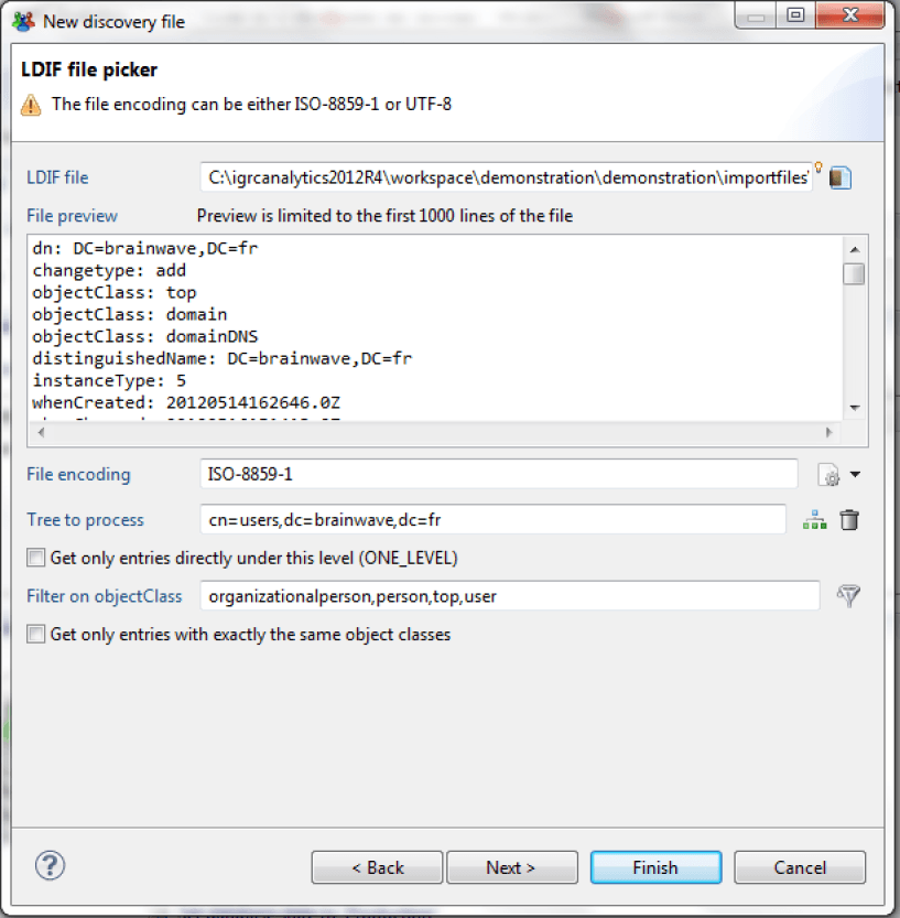 Import of the LDIF file being processed