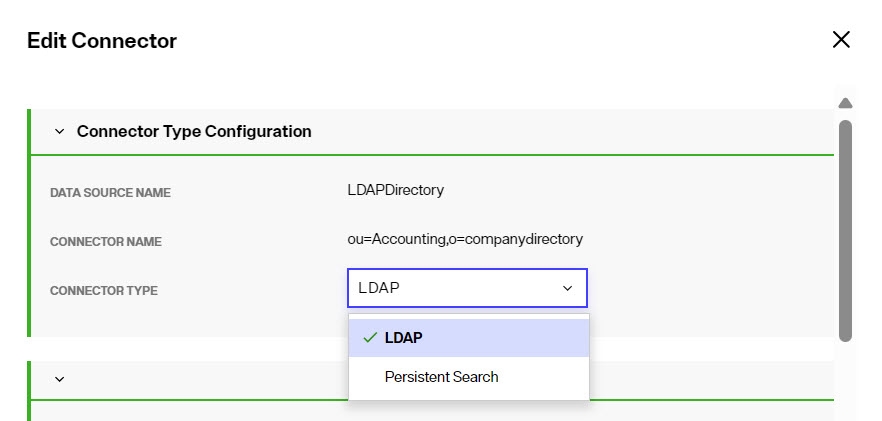 The drop-down list for Connector Type with LDAP selected