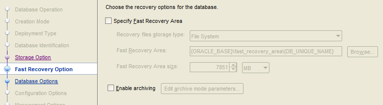 Fast recovery options