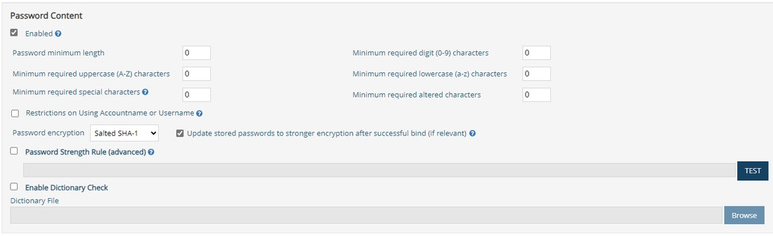 Password Content and Account Lockout Options