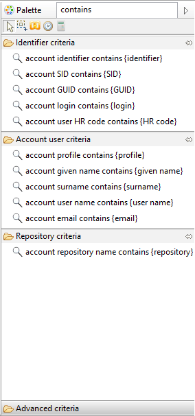 Account criteria filtered to only whose matching 'contains'