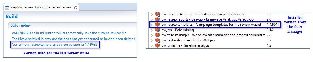 bw_reviewtemplates used version VS installed version