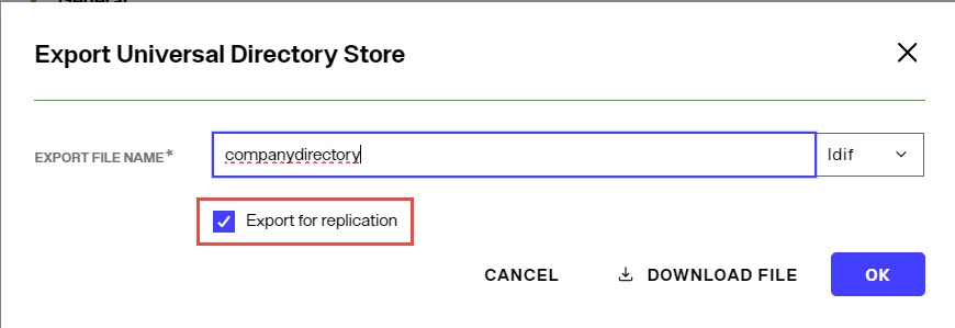 export for replication option