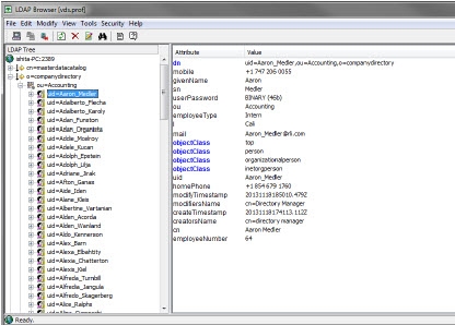 An image showing the LDAP Browser Interface