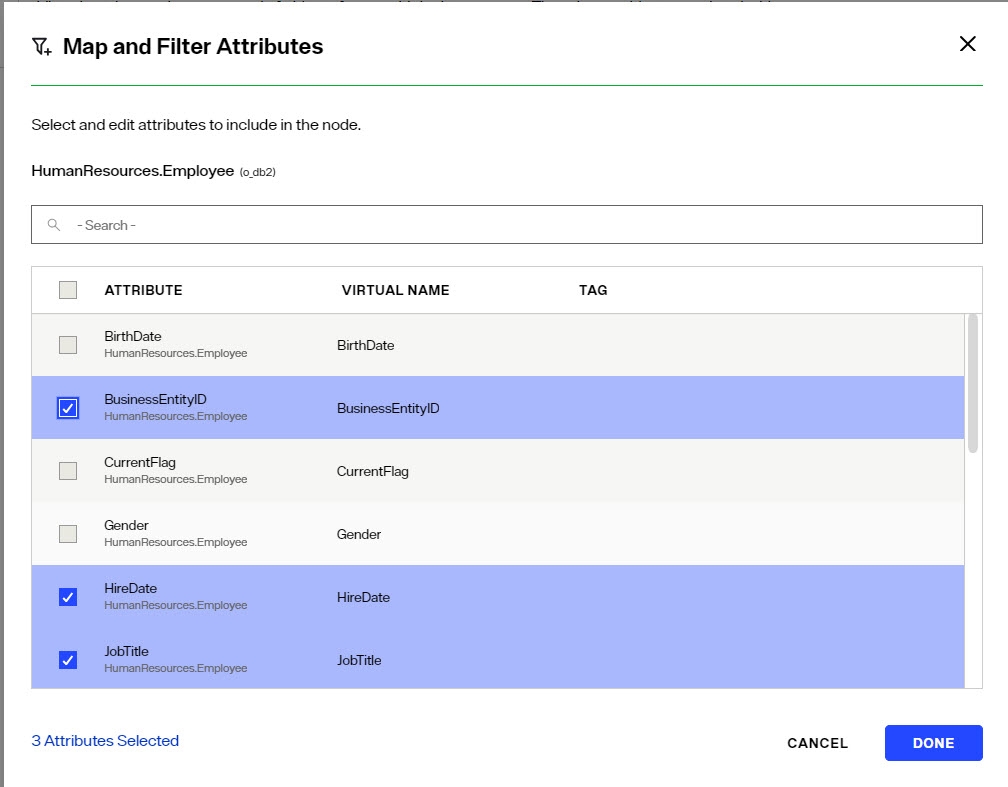 Modifying the attributes in the View Definition