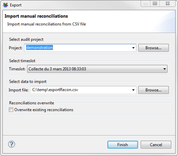Import the manual reconciliations of another timeslot