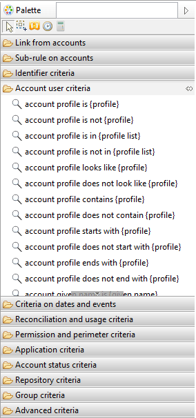 Available criteria for the Account concept