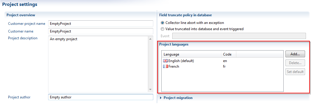 Project languages