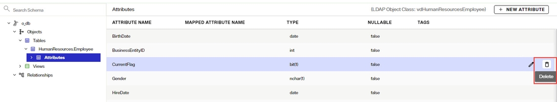 Delete Attributes from Table