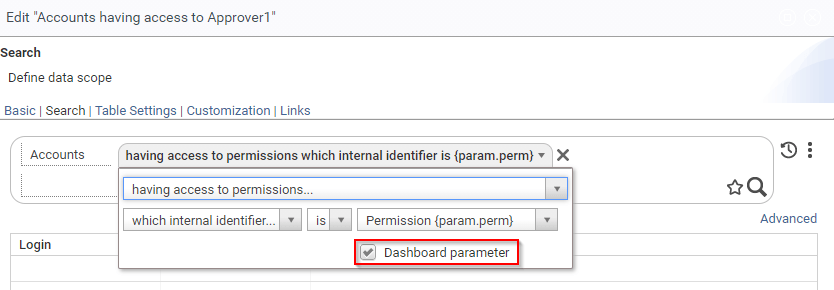  Using parameters in dashboard search 