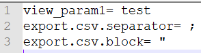 Example of parameters file containing csv preferences