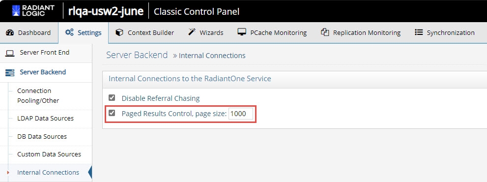 Enabling Paged Results Control