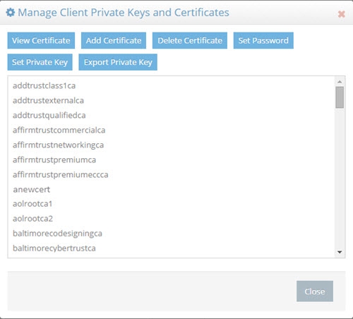 An image showing Managing client Certificates