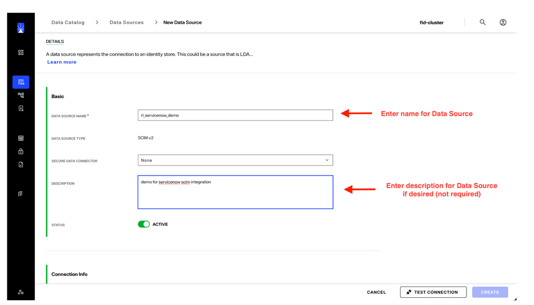 image showing basic fields for data source