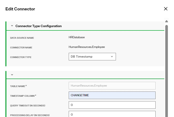 DB Timestamp Connector Configuration