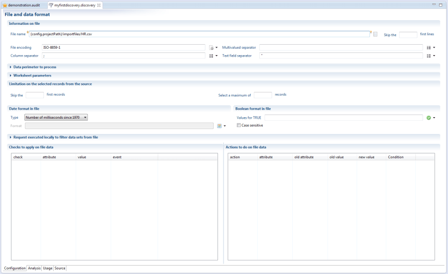 Discovery configuration interface