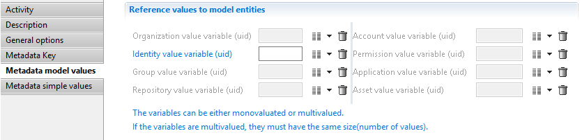 Metadata workflow model values