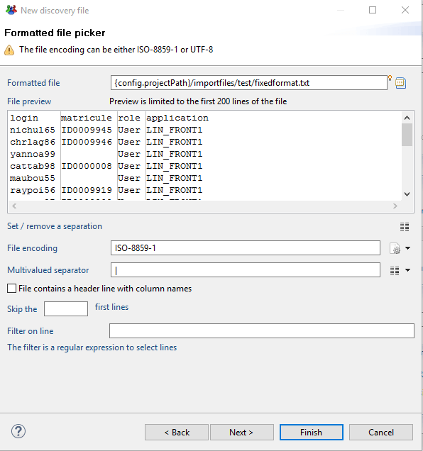 Import of the Formatted file being processed