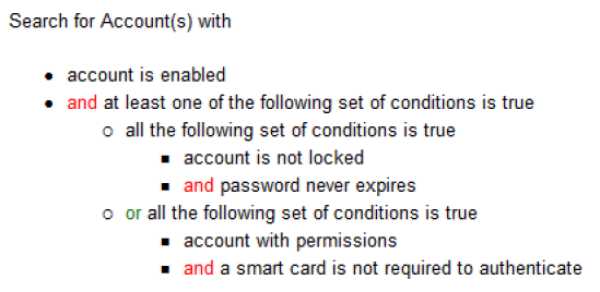 Example of a combination of criteria