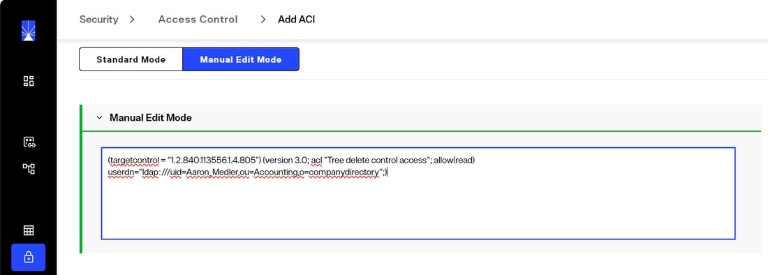 Manually editing the ACI