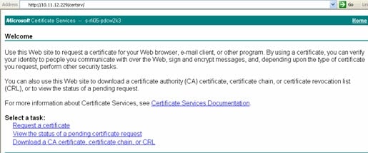 Certificates Services Console