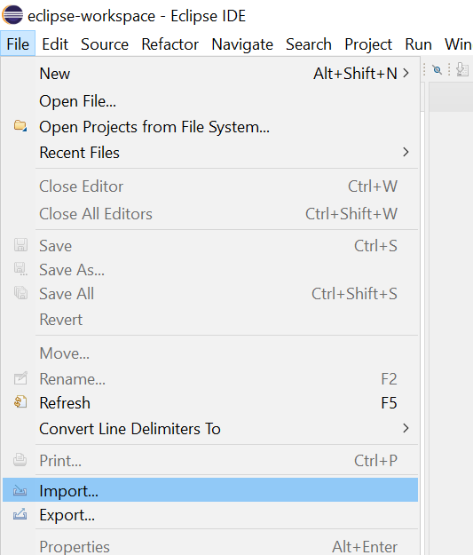 Option to Import Projects into Eclipse IDE