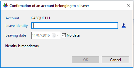 Confirmation of an account belonging to a leaver