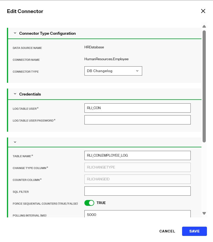 DB Changelog Connector Configuration